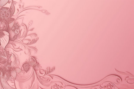 Pink background with floral ornaments and copy space for text.の素材