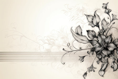 abstract floral background with orchids in black and white colorsの素材