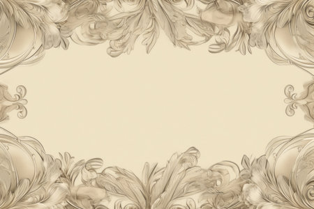 Vintage floral ornament on beige background with copy space for textの素材