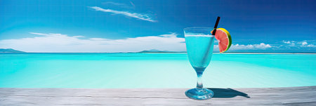 Cocktail on the beach in the Maldives. Panoramaの素材