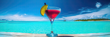 Cocktail on tropical beach at Seychelles, Maheの素材