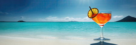 Cocktail on a tropical beach in Seychelles.の素材