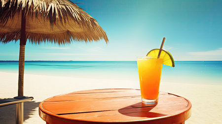 Cocktail on the beach at Maldives. Vintage style.の素材