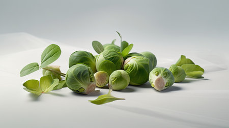 Brussels sprouts isolated on white background with copy space.の素材