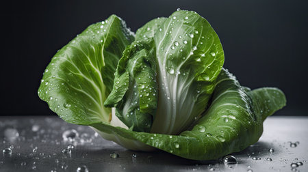 Fresh chinese cabbage with water drops on black background, close upの素材