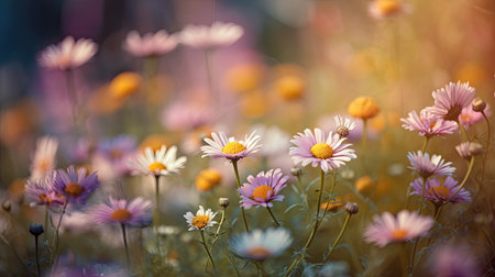 Beautiful daisies in the meadow. Soft focus.の素材