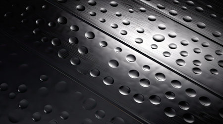 abstract metal background with holes, 3d render, black and whiteの素材