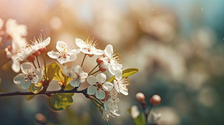 Blossoming branch of cherry in spring. Beautiful spring background.の素材