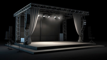 Stage with lighting and spotlights.の素材