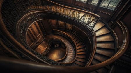 Spiral staircase in an old building.の素材