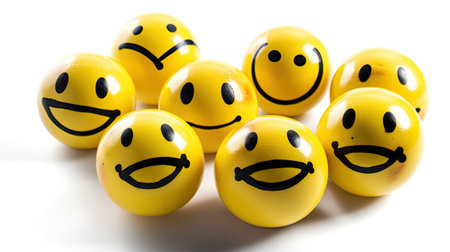 Smiley face on a white background, smileys on a white backgroundの素材
