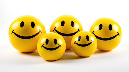 Smiley face isolated on white background. Smileys with different emotions.の素材