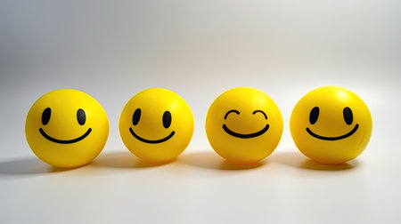Smileys on a white background.の素材