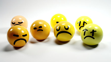 Balls with different emotions on a white background. Emotionsの素材