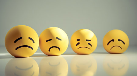 Emoticon with sad face. Sadness concept.の素材