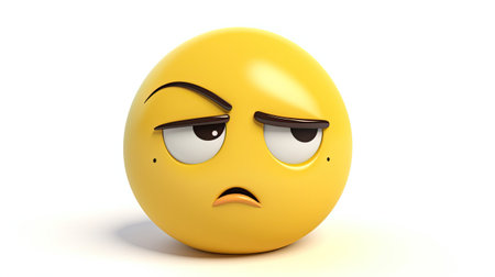 Sad emoji isolated on white background. Emoticon concept.の素材