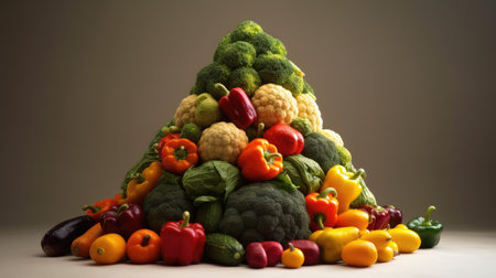 Mixed Vegetables and Fruits forming a Christmas Tree (Christmas tree)の素材