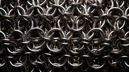 Close up of metal chain links. Abstract background and texture for design.の素材