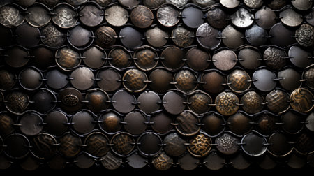 Close up of a wall with metal studs in black and whiteの素材