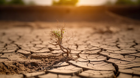 Dry cracked earth background, Global warming, climate change concept.の素材