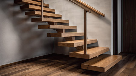 Wooden stairs in modern interior.の素材