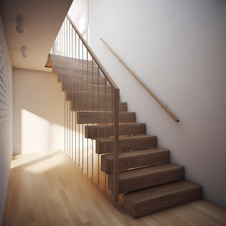 Wooden staircase in the modern interior.の素材