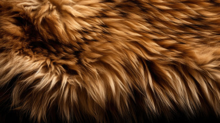 Close-up of a red fox fur on a black background.の素材