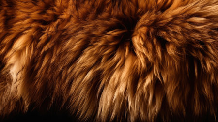 Close-up of red fox fur on black background. Macro.の素材