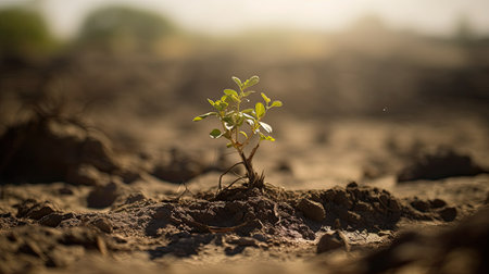 Young plant growing in the soil. Concept of agriculture and ecology.の素材