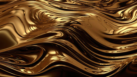 Golden wavy liquid smooth background.の素材