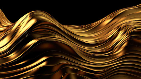 Golden abstract wavy liquid background.の素材