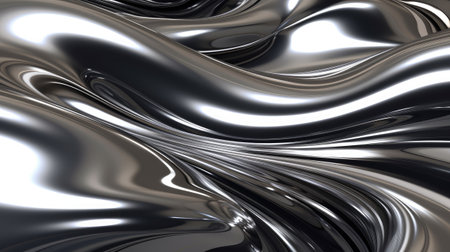 Metallic abstract wavy liquid background.の素材