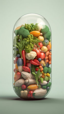Healthy food in a glass jar on a green backgroundの素材