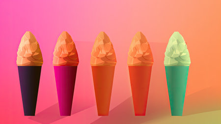 tasty frozen ice cream in waffle cones.の素材
