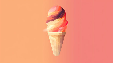 Ice cream in a waffle cone.の素材