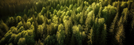 Aerial view of the forest. Panoramic view from drone.の素材