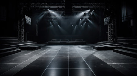 Stage Spotlight with Stage Podium and Light Effects.の素材