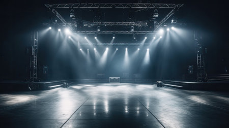 Empty stage with spotlight in a concert hallの素材