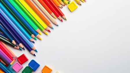 Colorful pencils isolated on white background. Back to school conceptの素材