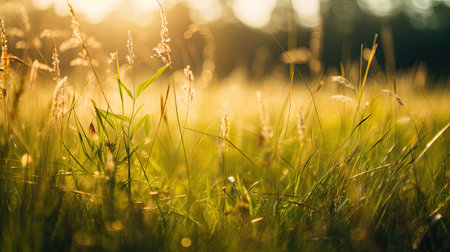 Grass in the field at sunset. Soft focus, shallow DOF.の素材
