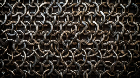 Metal chain on wooden background, close-up. Selective focus.の素材