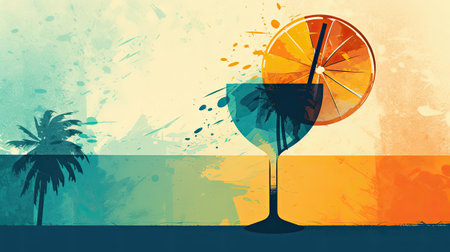 Cocktail on the background of a bright color schemeの素材