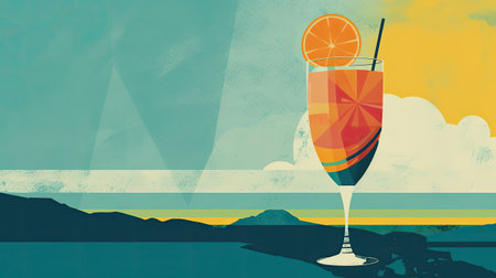 Cocktail on the beach in retro style.の素材