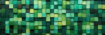 banner of multicolor square geometrical wooden pattern template with green gradientの素材