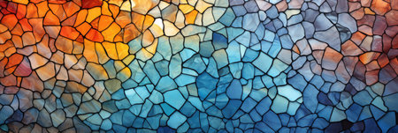 banner of multicolor geometrical wide mosaic with vivid colors and artistic glass shineの素材