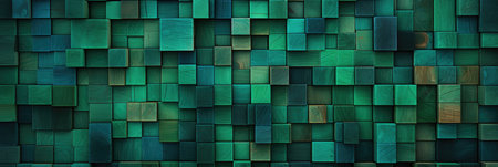 banner of multicolor square geometrical wooden pattern template with green gradientの素材