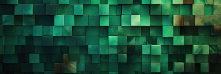banner of multicolor square geometrical wooden pattern template with green gradientの素材