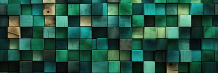 banner of multicolor square geometrical wooden pattern template with green gradientの素材