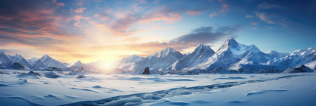 rocky mountain range in winter with high peaks with snow and iceの素材