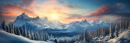 rocky mountain range in winter with high peaks with snow and iceの素材